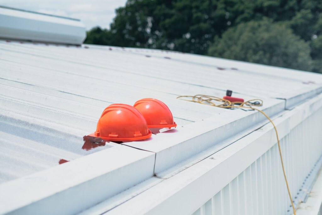 hard hats on a roofing installation done by your trusted roofing company in Wells, Somerset